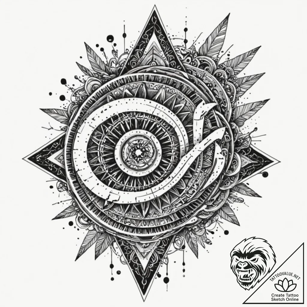 A dotwork tattoo of the weyland-yutani corpor... - tattoo sketch (№1752199033_0, 11.07.2025 01:57) — tattoovalue.net