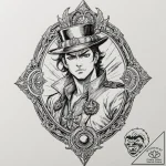 A neo-traditional tattoo of jotaro kujo and h… – tattoo sketch (№1752199453_0, 11.07.2025 02:04) — tattoovalue.net