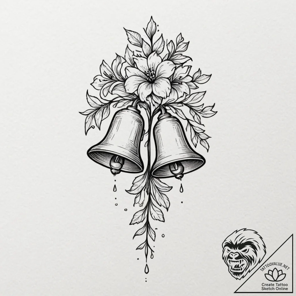 Bells (flower), concept art for tattoo, subtl... - tattoo sketch (№1752199626_0, 11.07.2025 02:07) — tattoovalue.net
