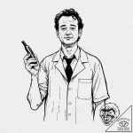 A graphic novel panel of bill murray as dr. p… – tattoo sketch (№1752200553_0, 11.07.2025 02:22) — tattoovalue.net