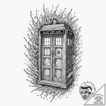 A watercolor tattoo of the tardis exploding,… – tattoo sketch (№1752200639_0, 11.07.2025 02:23) — tattoovalue.net