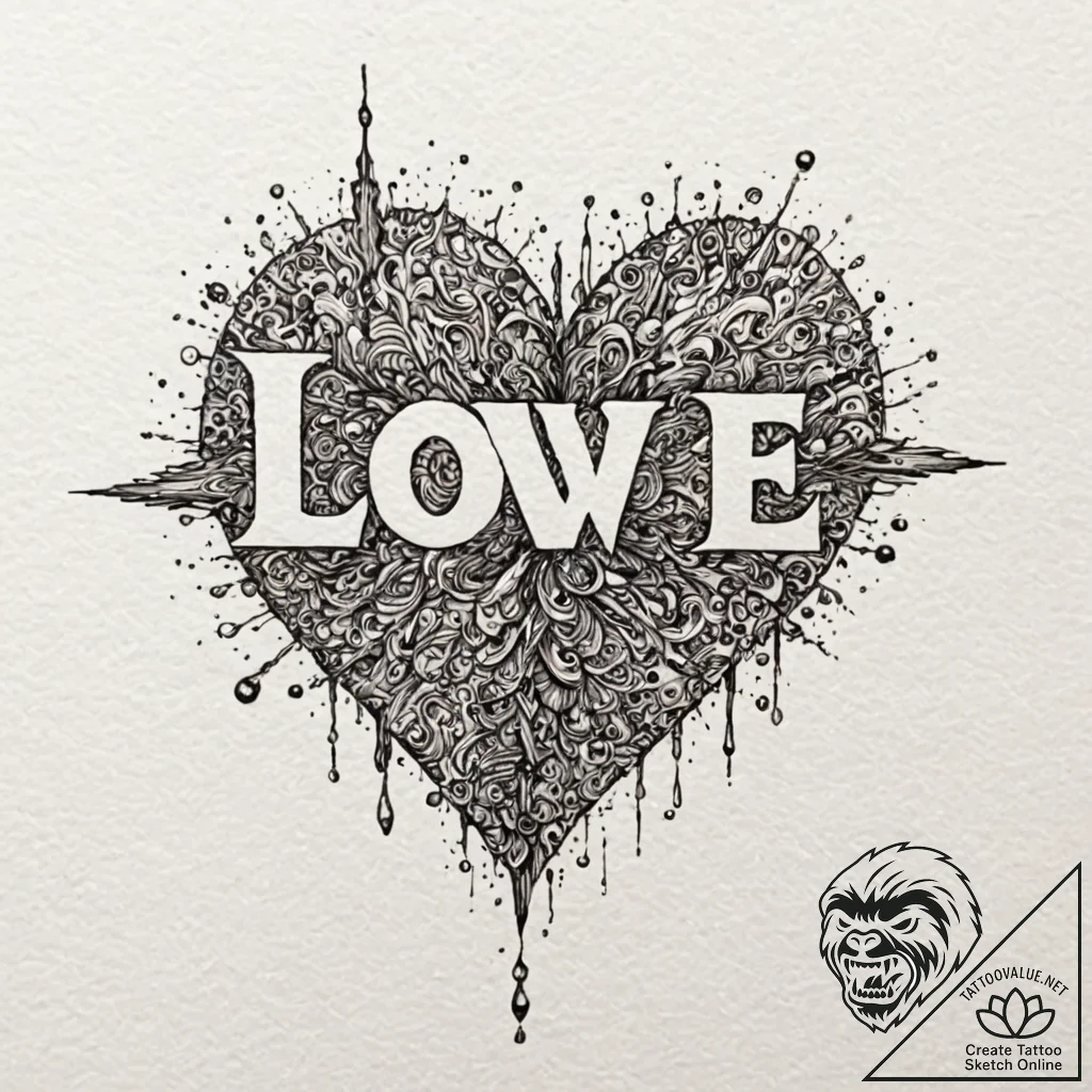 Audio waveform of a specific word (e.g., "lov... - tattoo sketch (№1752200978_0, 11.07.2025 02:29) — tattoovalue.net