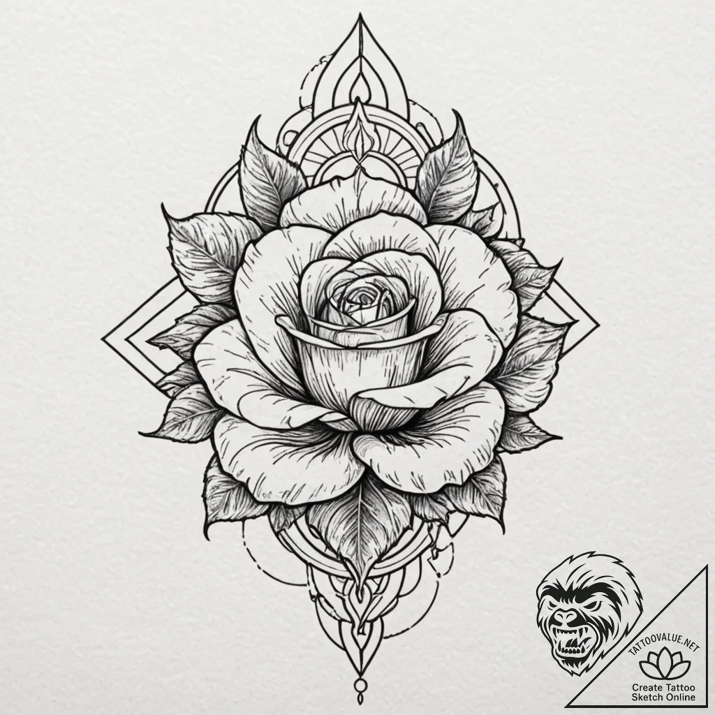 Dagger and rose, concept art for tattoo, clea... - tattoo sketch (№1752201316_0, 11.07.2025 02:35) — tattoovalue.net