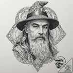 A neo-traditional portrait of merlin the wiza… – tattoo sketch (№1752201401_0, 11.07.2025 02:36) — tattoovalue.net