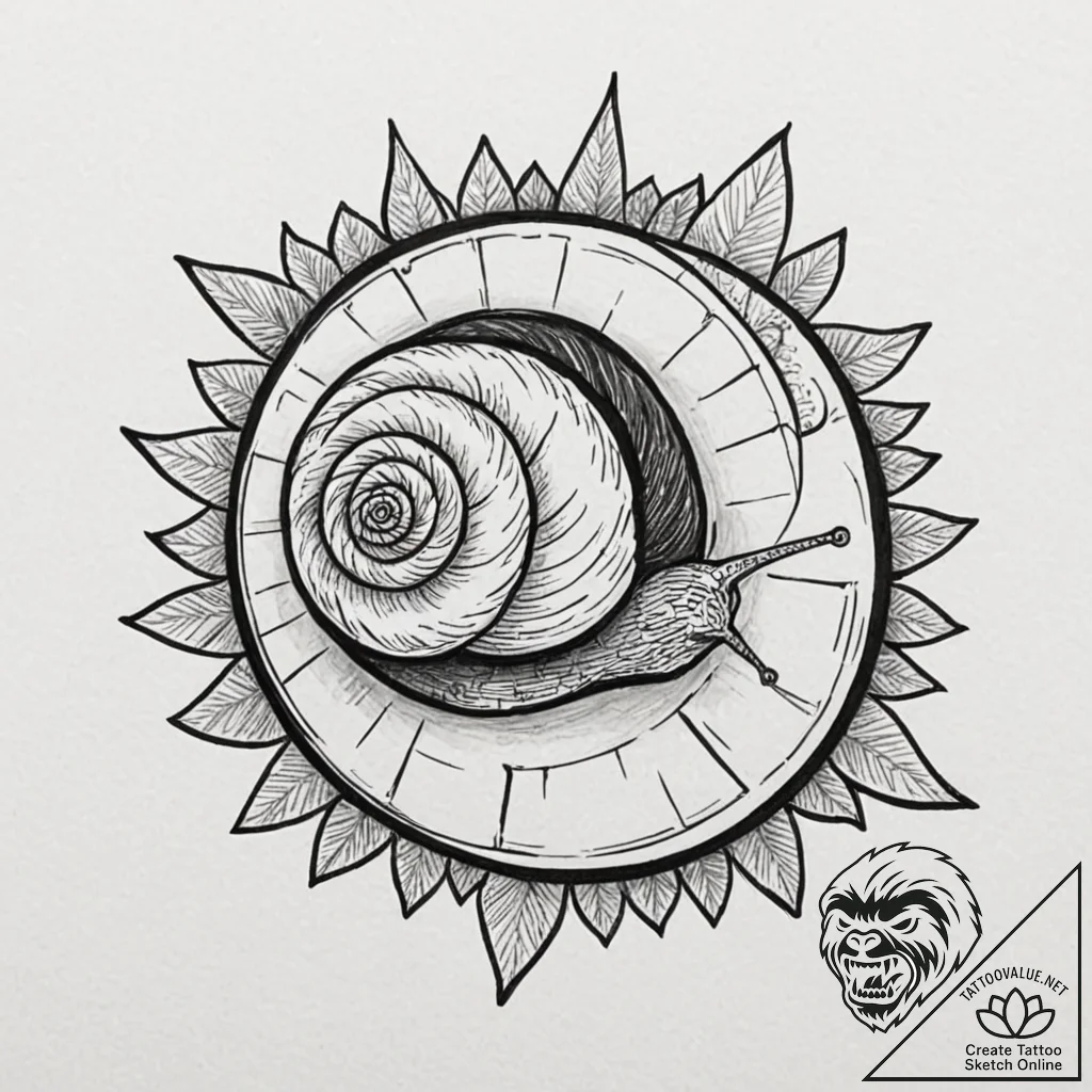 Snail, concept art for tattoo, studio lightin... - tattoo sketch (№1752201735_0, 11.07.2025 02:42) — tattoovalue.net