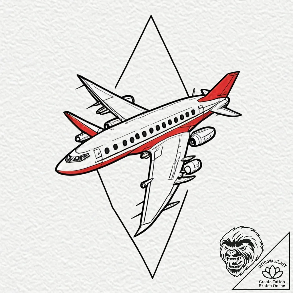 Airplane, tattoo flash sheet design, black an... - tattoo sketch (№1752202156_0, 11.07.2025 02:49) — tattoovalue.net