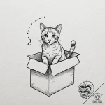 Schrodinger’s cat (box with question mark), t… – tattoo sketch (№1752202240_0, 11.07.2025 02:50) — tattoovalue.net