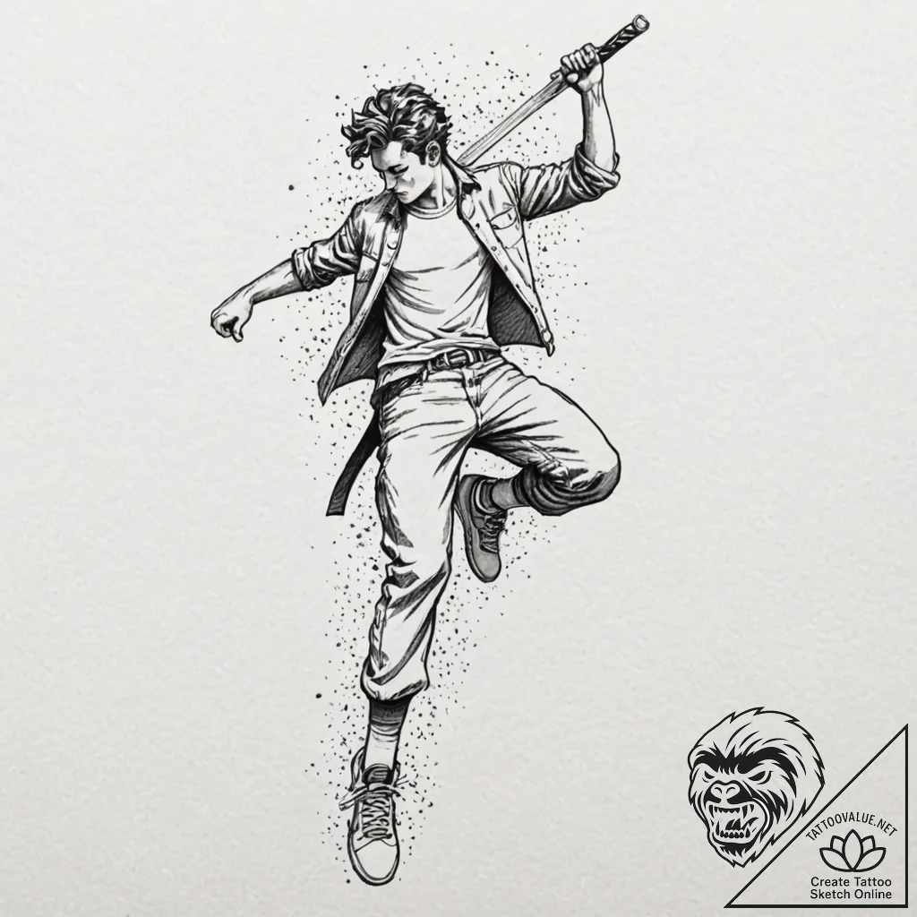 A linework tattoo of mugen's chaotic, break-d... - tattoo sketch (№1752202575_0, 11.07.2025 02:56) — tattoovalue.net