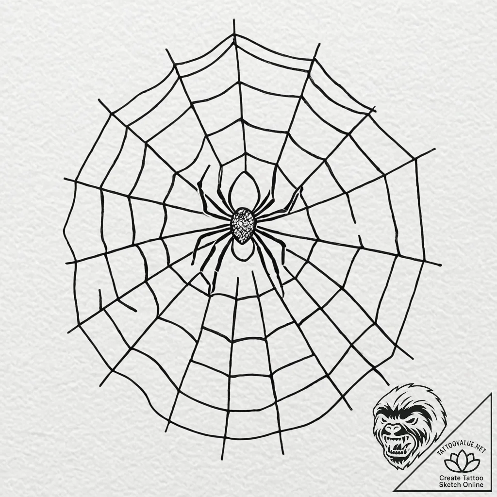 A spider in an ornate web on a mirror, tattoo... - tattoo sketch (№1752203255_0, 11.07.2025 03:07) — tattoovalue.net