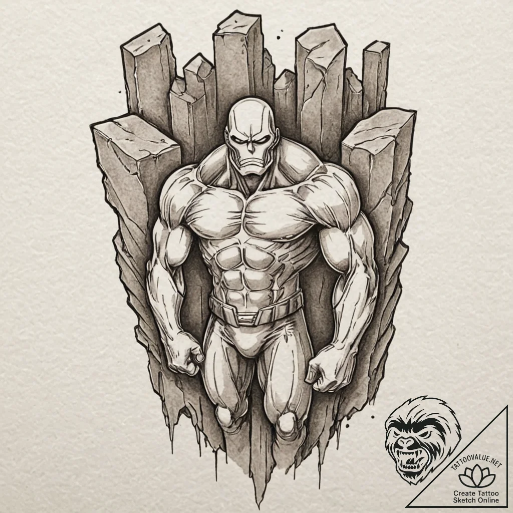 The colossal titan peeking over a wall, conce... - tattoo sketch (№1752203928_0, 11.07.2025 03:18) — tattoovalue.net