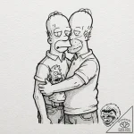 A trash polka tattoo of homer simpson strangl… – tattoo sketch (№1752204011_0, 11.07.2025 03:20) — tattoovalue.net