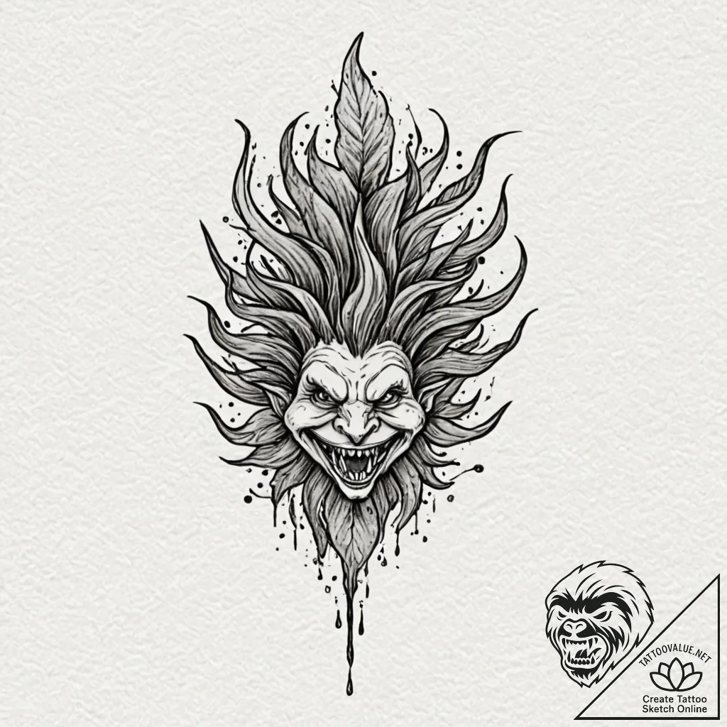 A watercolor sketch of a mandrake screaming.,... - tattoo sketch (№1752204430_0, 11.07.2025 03:27) — tattoovalue.net