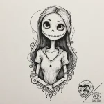 A watercolor sketch of sally, stitched togeth… – tattoo sketch (№1752204597_0, 11.07.2025 03:29) — tattoovalue.net