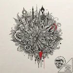 A watercolor sketch of the blue key from mulh… – tattoo sketch (№1752205003_0, 11.07.2025 03:36) — tattoovalue.net