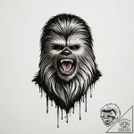 28. sketch of chewbacca letting out a mighty… – tattoo sketch (№1752205087_0, 11.07.2025 03:38) — tattoovalue.net