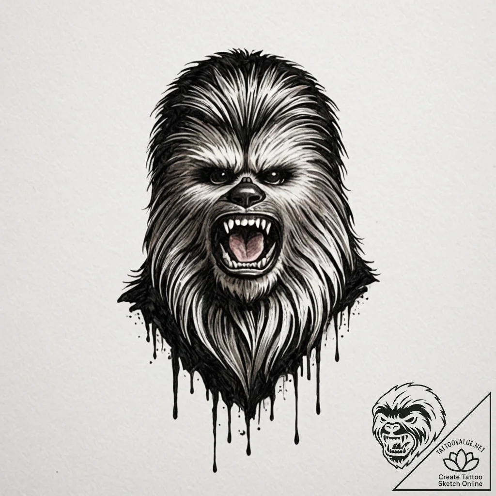 28. sketch of chewbacca letting out a mighty... - tattoo sketch (№1752205087_0, 11.07.2025 03:38) — tattoovalue.net