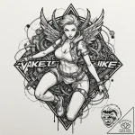 Cyberpunk valkyrie, tattoo drawing outline, m… – tattoo sketch (№1752206259_0, 11.07.2025 03:57) — tattoovalue.net