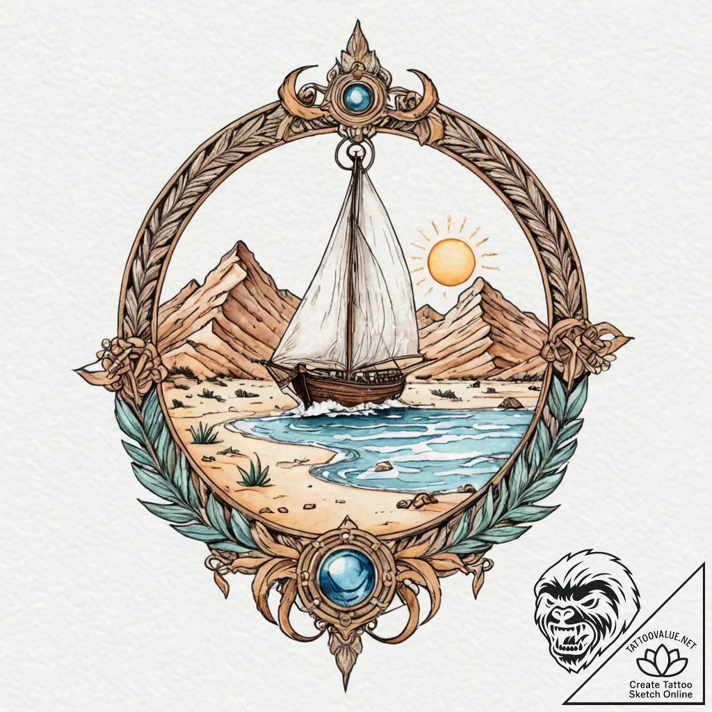 A watercolor landscape of caladan, contrastin... - tattoo sketch (№1752206343_0, 11.07.2025 03:59) — tattoovalue.net