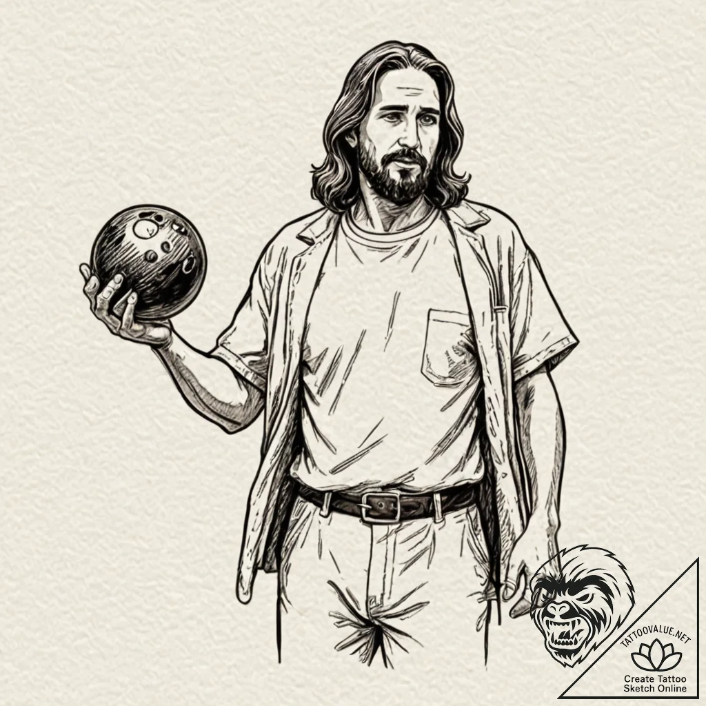 A sketch of jesus quintana from the big lebow... - tattoo sketch (№1752206764_0, 11.07.2025 04:06) — tattoovalue.net
