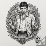 A graphic novel panel of tony montana from sc… – tattoo sketch (№1752206849_0, 11.07.2025 04:07) — tattoovalue.net