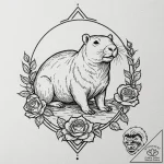 A capybara chilling in a hot spring, tattoo d… – tattoo sketch (№1752207350_0, 11.07.2025 04:15) — tattoovalue.net