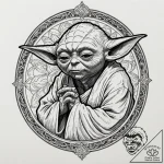 Sketch of master yoda, deep in thought, his f… – tattoo sketch (№1752207937_0, 11.07.2025 04:25) — tattoovalue.net