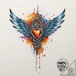 Winged locket, ready to fly away, tattoo flas… – tattoo sketch (№1752241198_0, 11.07.2025 13:39) — tattoovalue.net