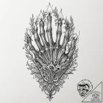 Candle wax forming skeletal hand, tattoo sket… – tattoo sketch (№1752241454_0, 11.07.2025 13:44) — tattoovalue.net
