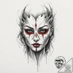 A detailed broken mask, revealed,, artistic t… – tattoo sketch (№1752241797_0, 11.07.2025 13:49) — tattoovalue.net
