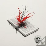 A detailed book on a stand, open,, ink illust… – tattoo sketch (№1752241883_0, 11.07.2025 13:51) — tattoovalue.net