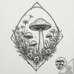 Mushroom bloom through iron lattice, tattoo s… – tattoo sketch (№1752241969_0, 11.07.2025 13:52) — tattoovalue.net