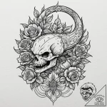 Salamander born from a flame, tattoo line art… – tattoo sketch (№1752242054_0, 11.07.2025 13:54) — tattoovalue.net