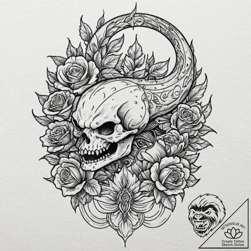 Salamander born from a flame, tattoo line art... - tattoo sketch (№1752242054_0, 11.07.2025 13:54) — tattoovalue.net