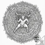 Labyrinth from greek myth, seen from above, w… – tattoo sketch (№1752242227_0, 11.07.2025 13:57) — tattoovalue.net