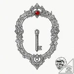Crystal key unlocking hidden gate, tattoo lin… – tattoo sketch (№1752242313_0, 11.07.2025 13:58) — tattoovalue.net