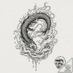 Black silk fluttering in storm, ink illustrat… – tattoo sketch (№1752242398_0, 11.07.2025 13:59) — tattoovalue.net