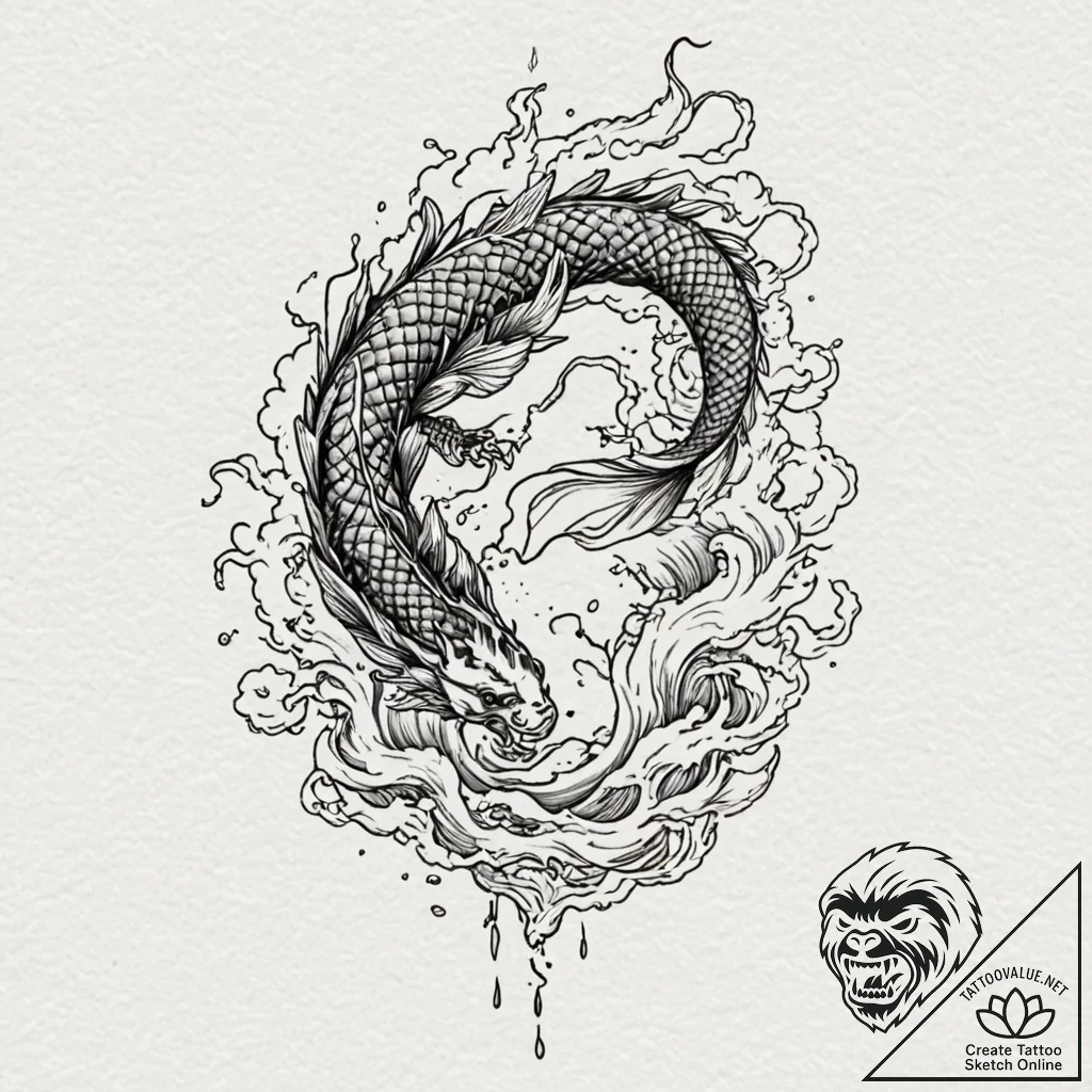 Black silk fluttering in storm, ink illustrat... - tattoo sketch (№1752242398_0, 11.07.2025 13:59) — tattoovalue.net