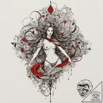 Unseen blade beneath crimson veil, tattoo ske… – tattoo sketch (№1752242741_0, 11.07.2025 14:05) — tattoovalue.net