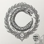 Ouroboros as a mechanical, segmented serpent,… – tattoo sketch (№1752243251_0, 11.07.2025 14:14) — tattoovalue.net