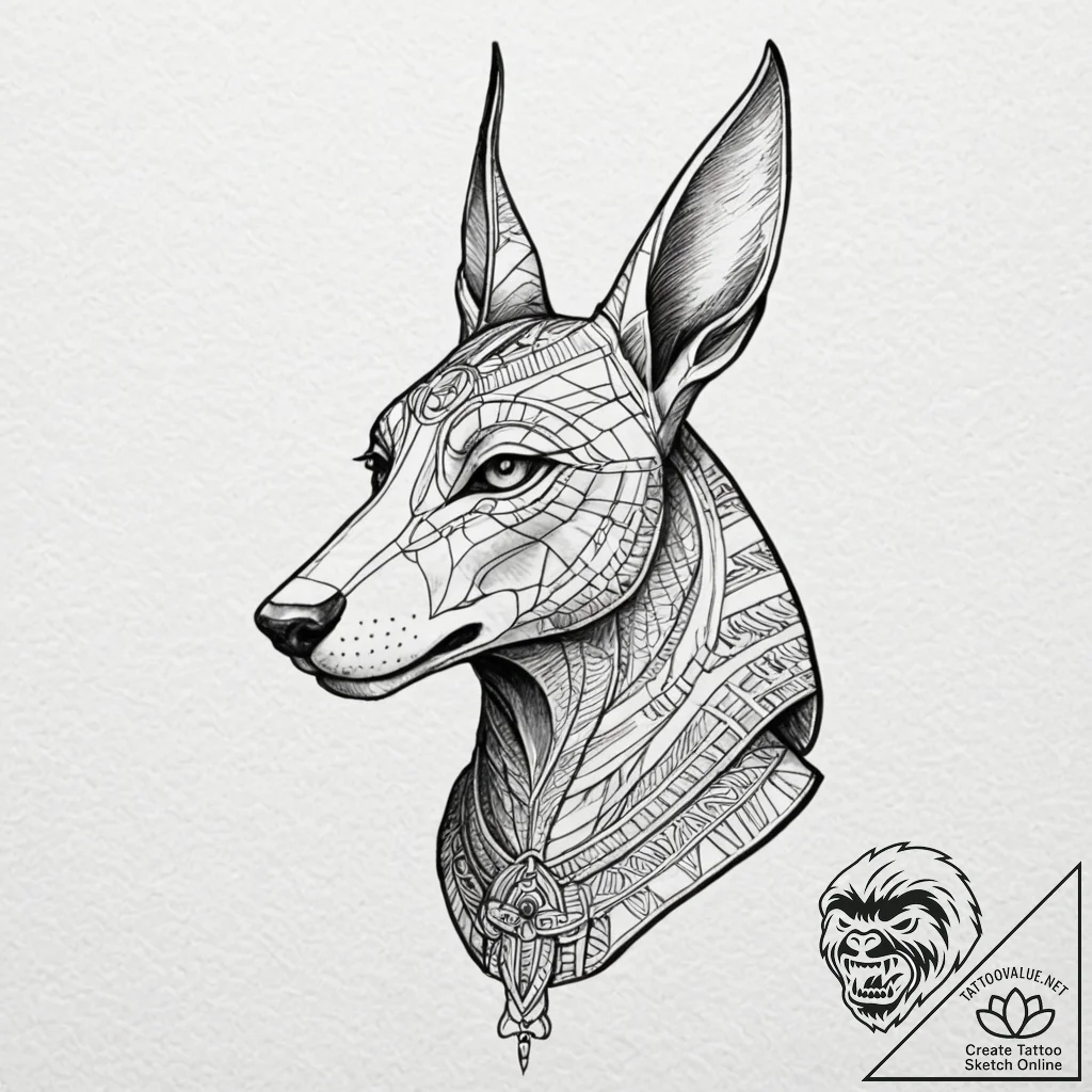 Anubis, artistic tattoo sketch, rough sketchy... - tattoo sketch (№1752243677_0, 11.07.2025 14:21) — tattoovalue.net