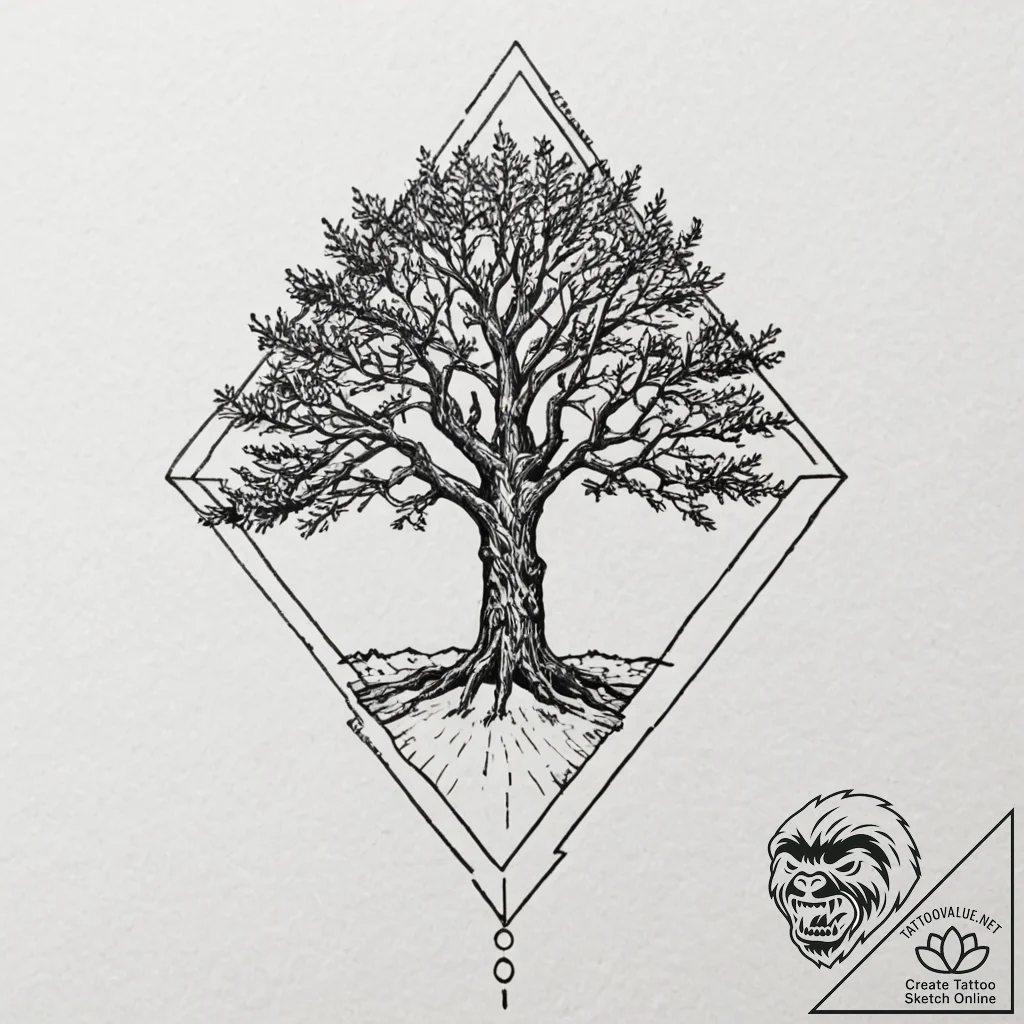 Yew tree, symbolizing resilience and connecti... - tattoo sketch (№1752244105_0, 11.07.2025 14:28) — tattoovalue.net