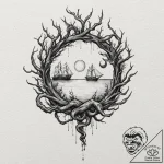 Bone orb wrapped in roots, tattoo flash sheet… – tattoo sketch (№1752244191_0, 11.07.2025 14:29) — tattoovalue.net