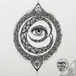 Abyssal serpent with burning eyes, tattoo lin… – tattoo sketch (№1752244532_0, 11.07.2025 14:35) — tattoovalue.net