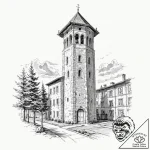 A classic bell tower, architectural,, artisti… – tattoo sketch (№1752244618_0, 11.07.2025 14:36) — tattoovalue.net