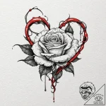 Crimson serpent through frozen rose, artistic… – tattoo sketch (№1752244787_0, 11.07.2025 14:39) — tattoovalue.net