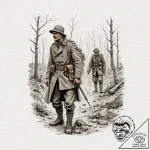 Trench warfare scene from wwi, stark and grim… – tattoo sketch (№1752244873_0, 11.07.2025 14:41) — tattoovalue.net