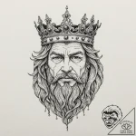 Oak carving of forgotten king, concept art fo… – tattoo sketch (№1752245559_0, 11.07.2025 14:52) — tattoovalue.net
