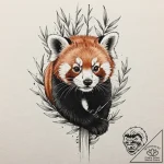 A red panda on a bamboo stalk, tattoo flash s… – tattoo sketch (№1752245729_0, 11.07.2025 14:55) — tattoovalue.net