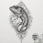 Lizard tongue flicking starlight, artistic ta… – tattoo sketch (№1752245985_0, 11.07.2025 14:59) — tattoovalue.net