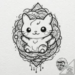 Tamagotchi pet on its screen, ink illustratio… – tattoo sketch (№1752246234_0, 11.07.2025 15:03) — tattoovalue.net